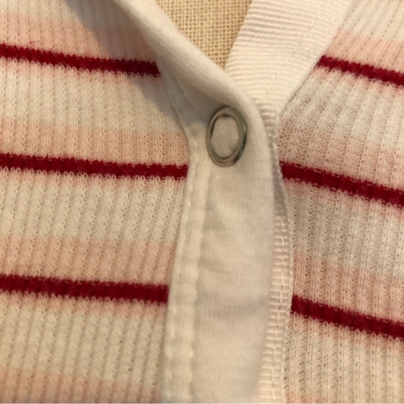 Faded, glory, striped red, and white collared shirt sleeve shirt SZ L EUC cotton - Picture 3 of 6